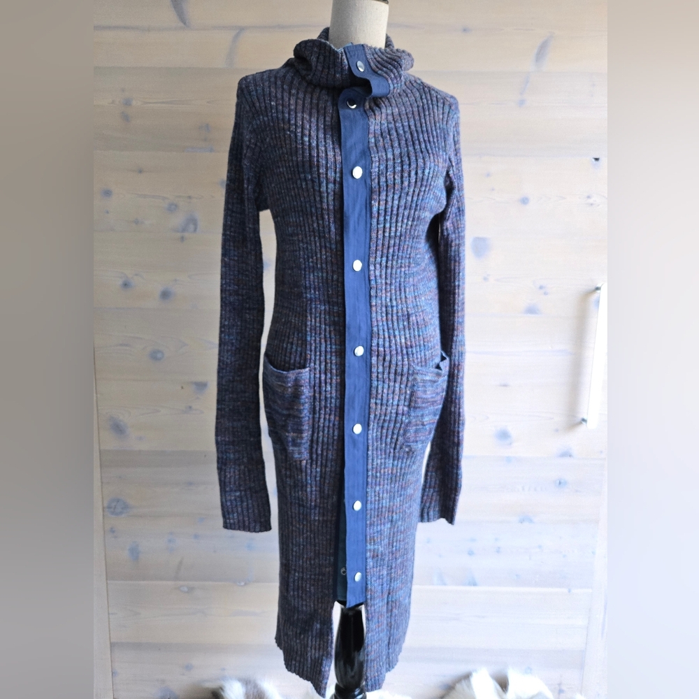 Free People Under the Boardwalk Ribbed Snap Front Maxi Cardigan size S